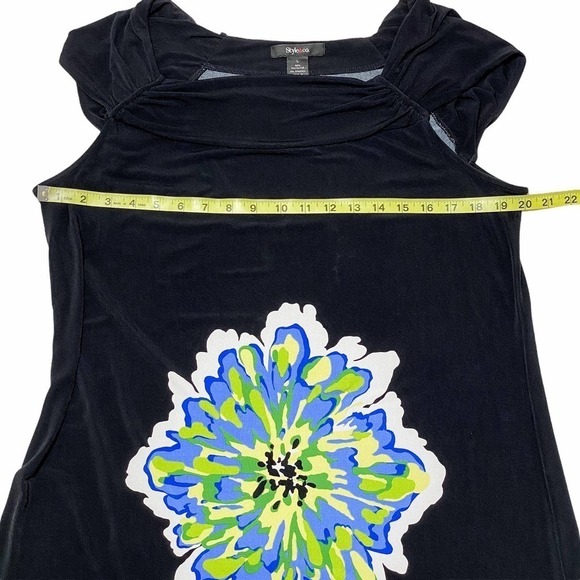 STYLE & Co Black Floral Graphic Tunic Blouse - Picture 6 of 10